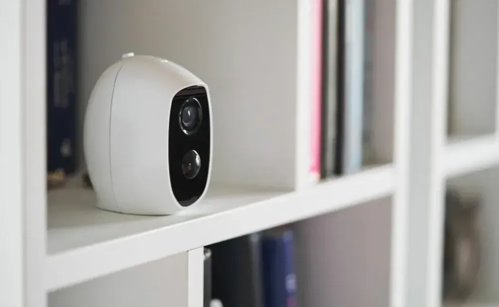 Close up of small camera. Smart home